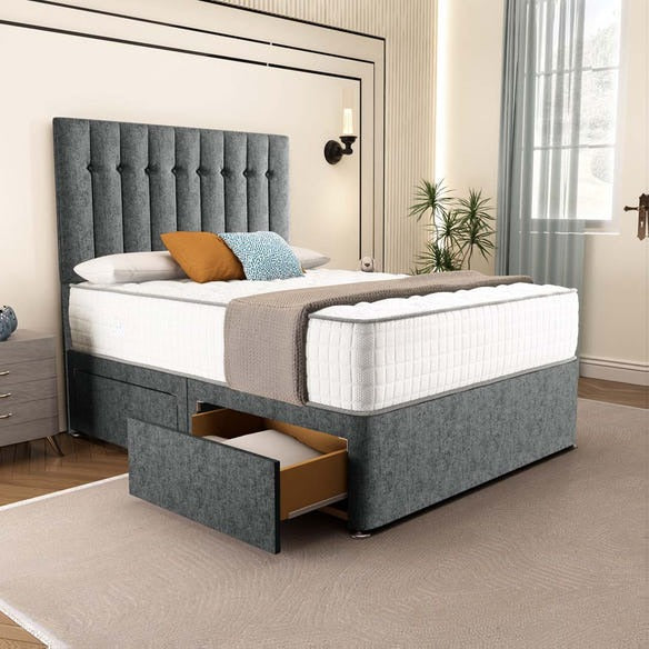 Tokyo Divan Bed - Charcoal Chenille