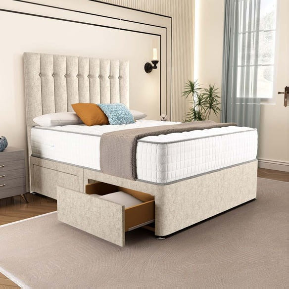 Tokyo Divan Bed - Cream Chenille