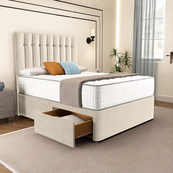 Tokyo Divan Bed - Cream Plush Velvet