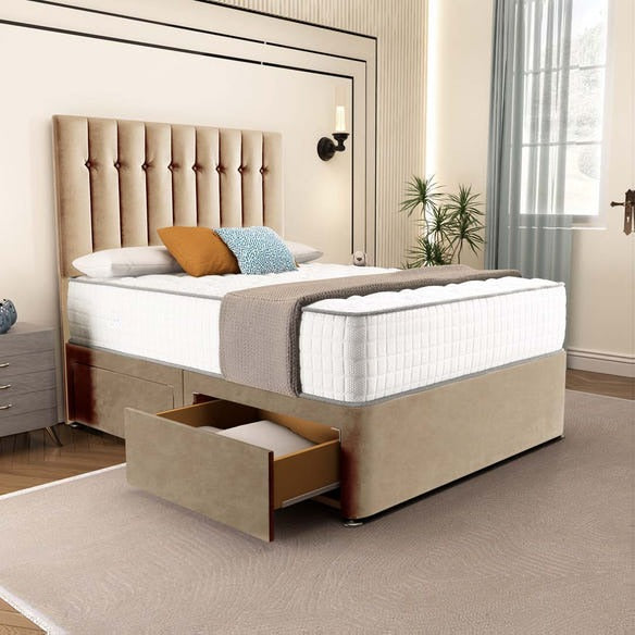Tokyo Divan Bed - Mink Plush Velvet