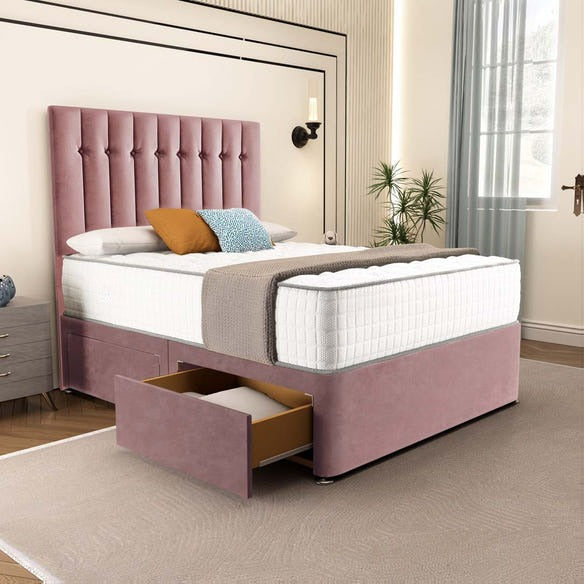 Tokyo Divan Bed - Pink Plush Velvet
