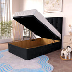 Tokyo Kids Ottoman Divan Bed - Black Plush Velvet