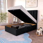 Tokyo Kids Ottoman Divan Bed - Black Plush Velvet