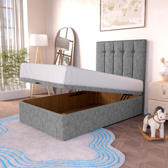 Tokyo Kids Ottoman Divan Bed - Silver Chenille