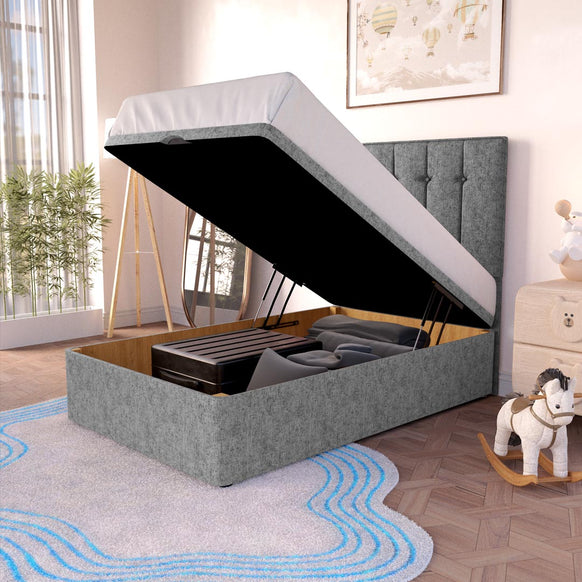 Tokyo Kids Ottoman Divan Bed - Silver Chenille