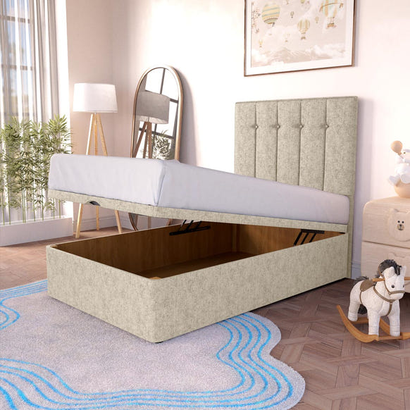 Tokyo Kids Ottoman Divan Bed - Cream Chenille