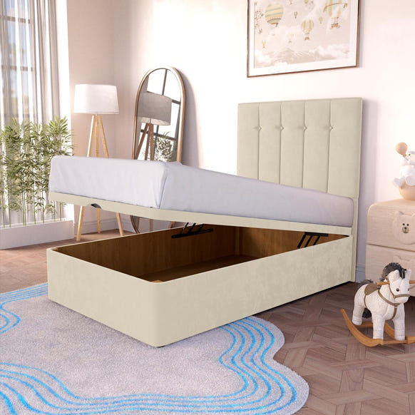Tokyo Kids Ottoman Divan Bed - Cream Plush Velvet