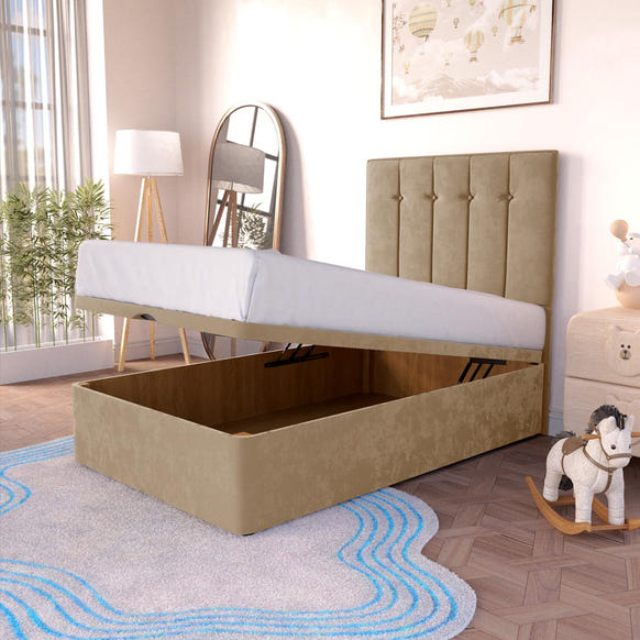 Tokyo Kids Ottoman Divan Bed - Mink Plush Velvet