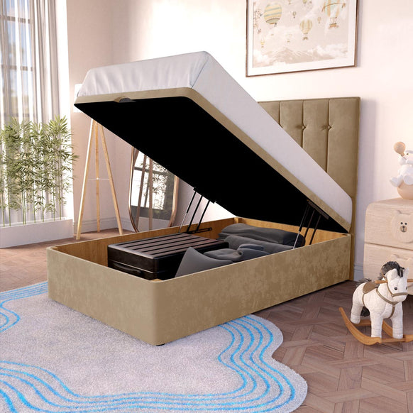 Tokyo Kids Ottoman Divan Bed - Mink Plush Velvet