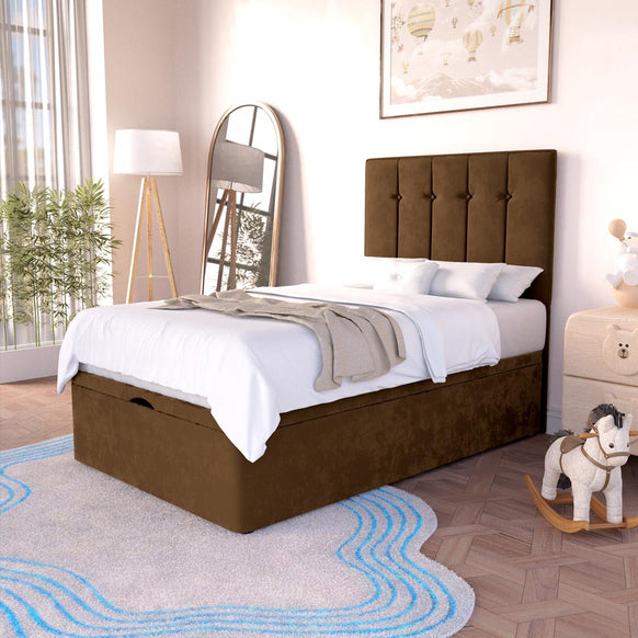 Tokyo Kids Ottoman Divan Bed - Mocca Plush Velvet