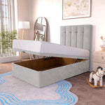Tokyo Kids Ottoman Divan Bed - Silver Plush Velvet