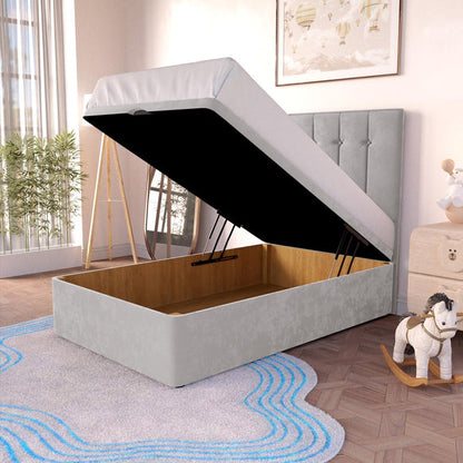 Tokyo Kids Ottoman Divan Bed - Silver Plush Velvet