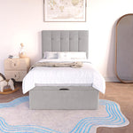 Tokyo Kids Ottoman Divan Bed - Silver Plush Velvet