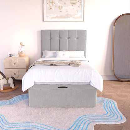 Tokyo Kids Ottoman Divan Bed - Silver Plush Velvet