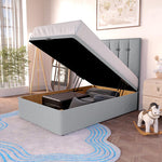 Tokyo Kids Ottoman Divan Bed - Silver Plush Velvet