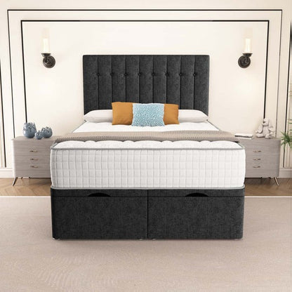 Tokyo Ottoman Divan Bed - Black Chenille