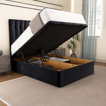 Tokyo Ottoman Divan Bed - Black Plush Velvet