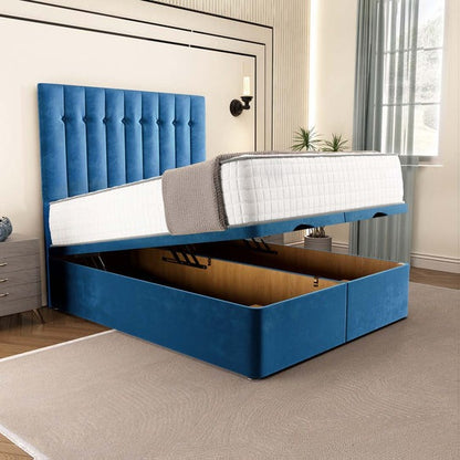 Tokyo Ottoman Divan Bed - Blue Plush Velvet
