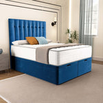 Tokyo Ottoman Divan Bed - Blue Plush Velvet