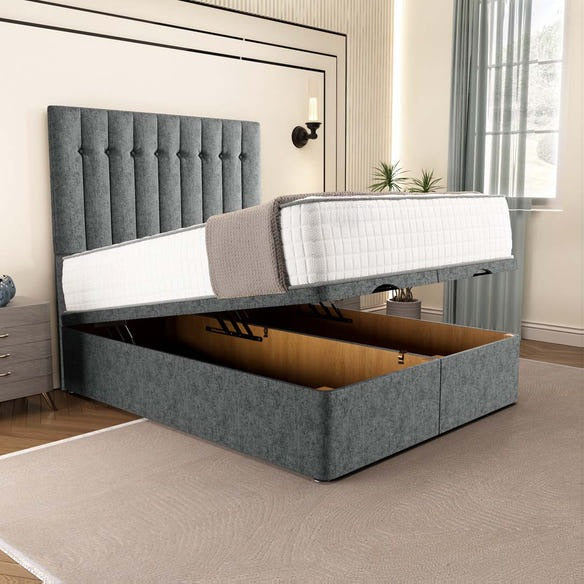 Tokyo Ottoman Divan Bed - Charcoal Chenille