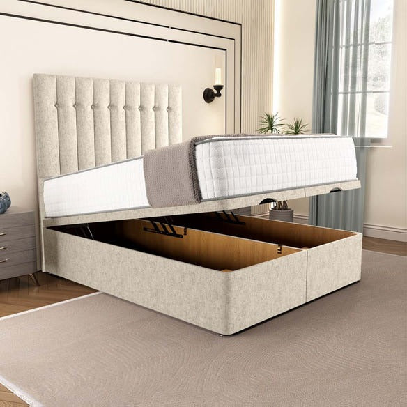 Tokyo Ottoman Divan Bed - Cream Chenille