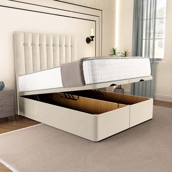 Tokyo Ottoman Divan Bed - Cream Plush Velvet