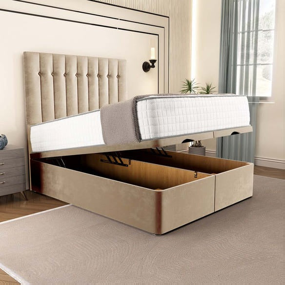 Tokyo Ottoman Divan Bed - Mink Plush Velvet