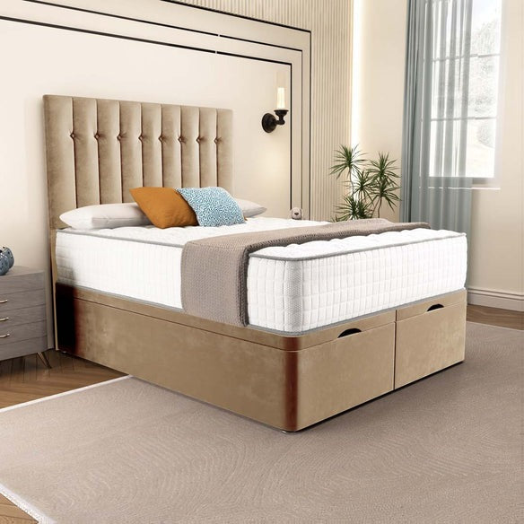 Tokyo Ottoman Divan Bed - Mink Plush Velvet