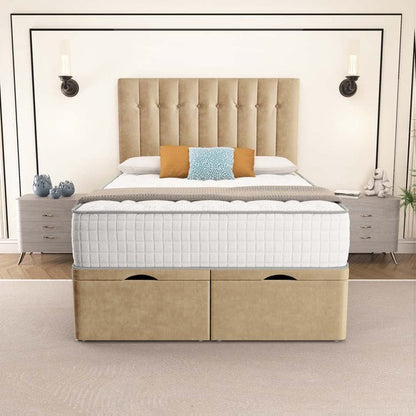 Tokyo Ottoman Divan Bed - Mink Plush Velvet