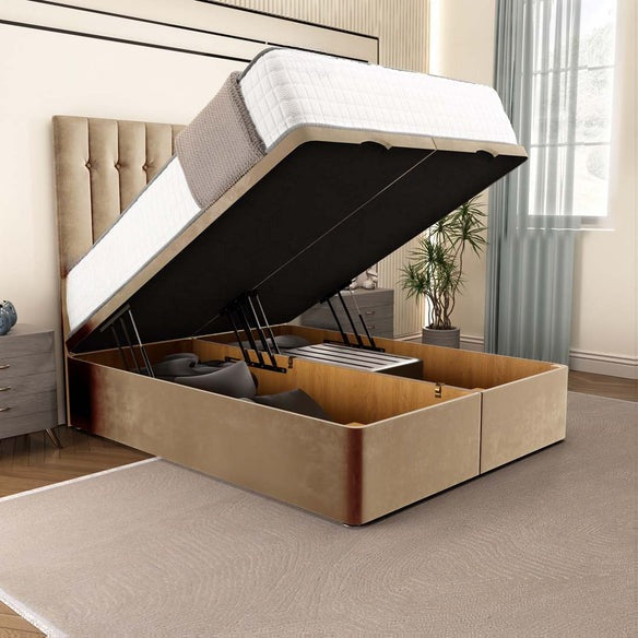 Tokyo Ottoman Divan Bed - Mink Plush Velvet