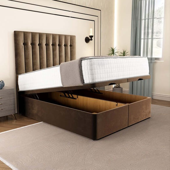 Tokyo Ottoman Divan Bed - Mocca Plush Velvet