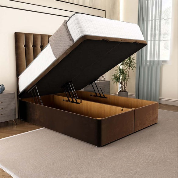 Tokyo Ottoman Divan Bed - Mocca Plush Velvet