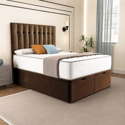 Tokyo Ottoman Divan Bed - Mocca Plush Velvet