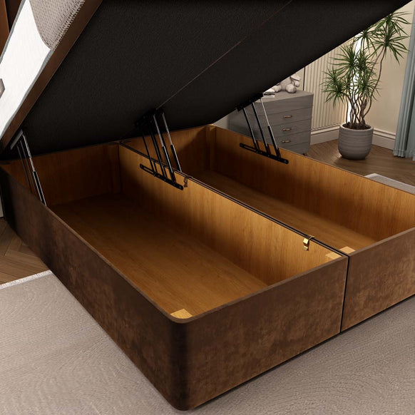 Tokyo Ottoman Divan Bed - Mocca Plush Velvet