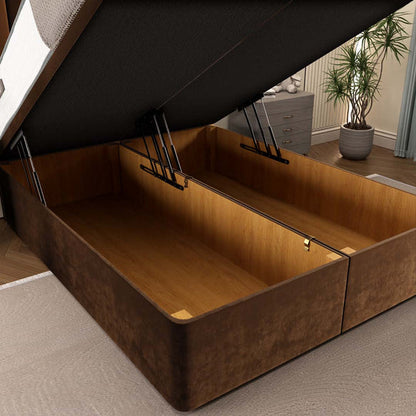Tokyo Ottoman Divan Bed - Mocca Plush Velvet