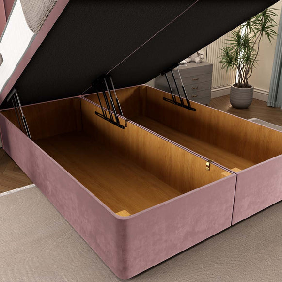 Tokyo Ottoman Divan Bed - Pink Plush Velvet