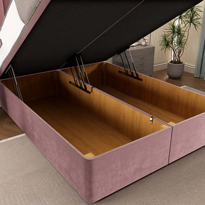 Tokyo Ottoman Divan Bed - Pink Plush Velvet
