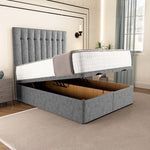Tokyo Ottoman Divan Bed - Silver Chenille