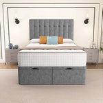 Tokyo Ottoman Divan Bed - Silver Chenille