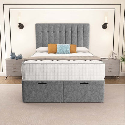 Tokyo Ottoman Divan Bed - Silver Chenille