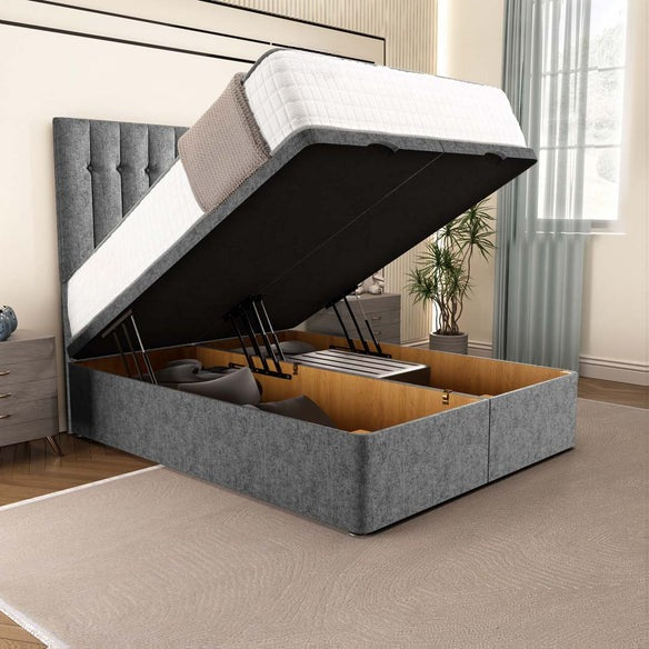 Tokyo Ottoman Divan Bed - Silver Chenille