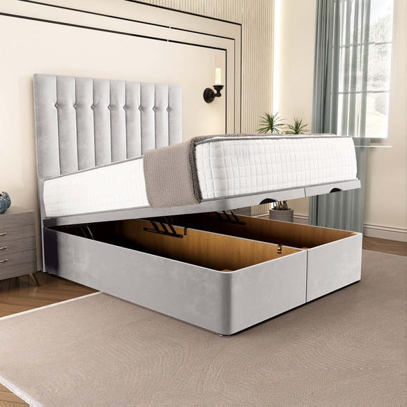 Tokyo Ottoman Divan Bed - Silver Plush Velvet