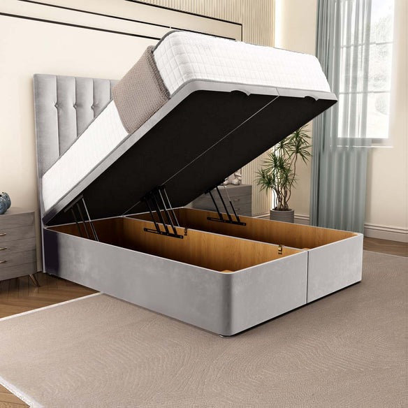 Tokyo Ottoman Divan Bed - Silver Plush Velvet