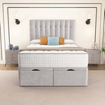 Tokyo Ottoman Divan Bed - Silver Plush Velvet