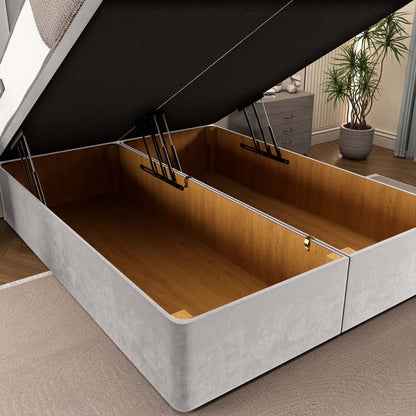 Tokyo Ottoman Divan Bed - Silver Plush Velvet