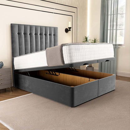 Tokyo Ottoman Divan Bed - Steel Plush Velvet