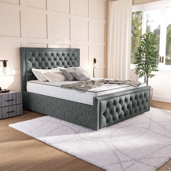 Valencia Upholstered Bed - Charcoal Chenille