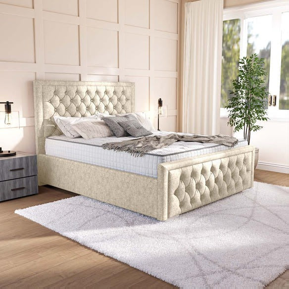 Valencia Upholstered Bed - Cream Chenille
