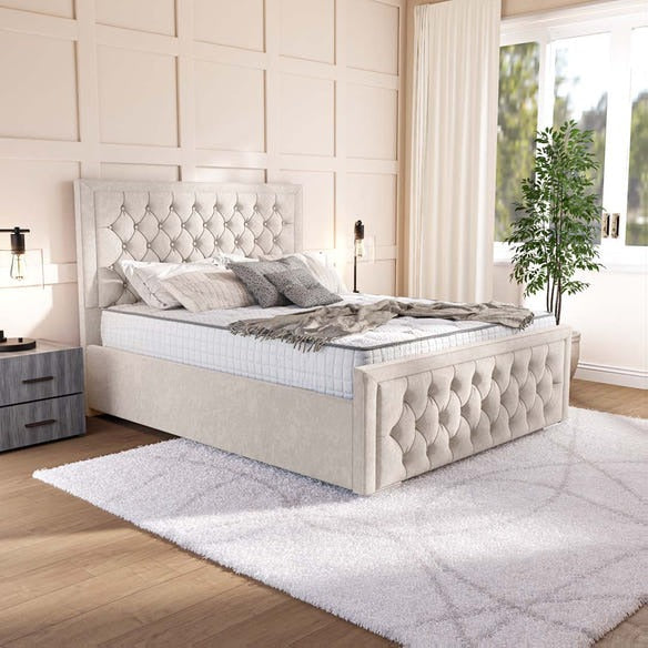 Valencia Upholstered Bed - Cream Naples