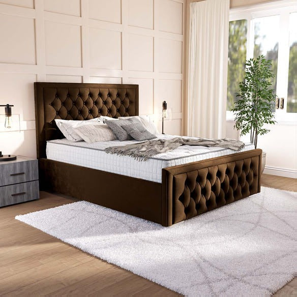 Valencia Upholstered Bed - Mocca Plush Velvet